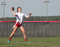 Flag football player throws a pass 